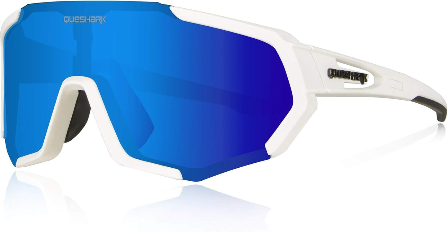 Cycling Glasses, Sports Sunglasses for Men Women, 1 Polarized 2 HD Lens, Polarized Sunglasses for Cycling Running