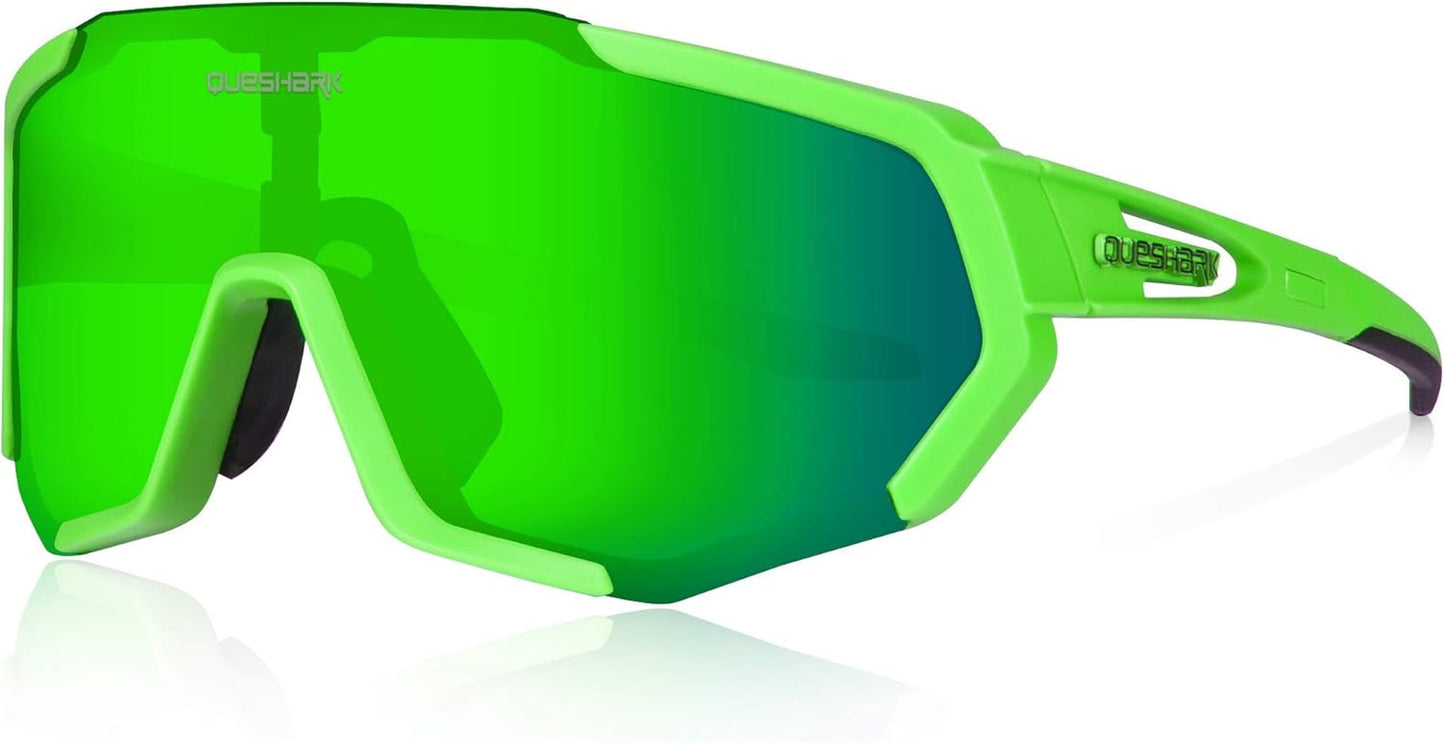 Cycling Glasses, Sports Sunglasses for Men Women, 1 Polarized 2 HD Lens, Polarized Sunglasses for Cycling Running