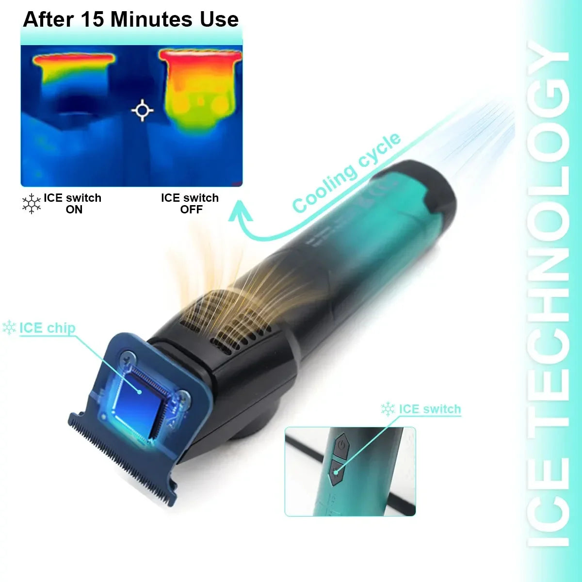 V-946 Professional Ice Tech Hair Trimmer DLC Blade 0 Gap 8000RPM Brushless Blue Ceramic for Men Beard Trimming Grooming