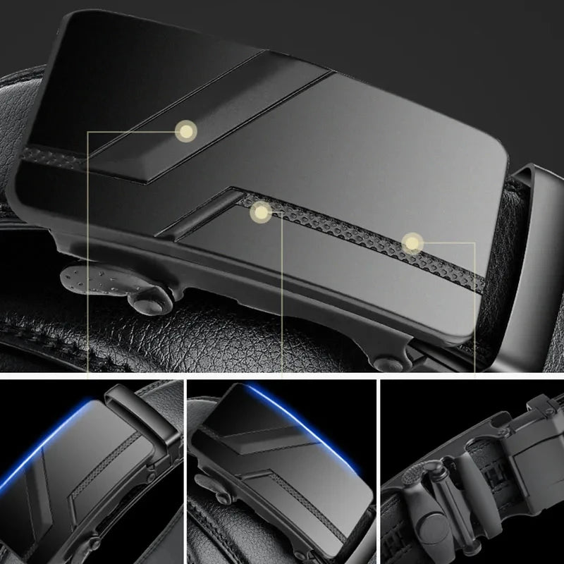 Men'S High-Quality Belt 110Cm 120Cm 130Cm Luxury Belt, Black Men'S Automatic Buckle Jeans Men'S Belt Suit Belt