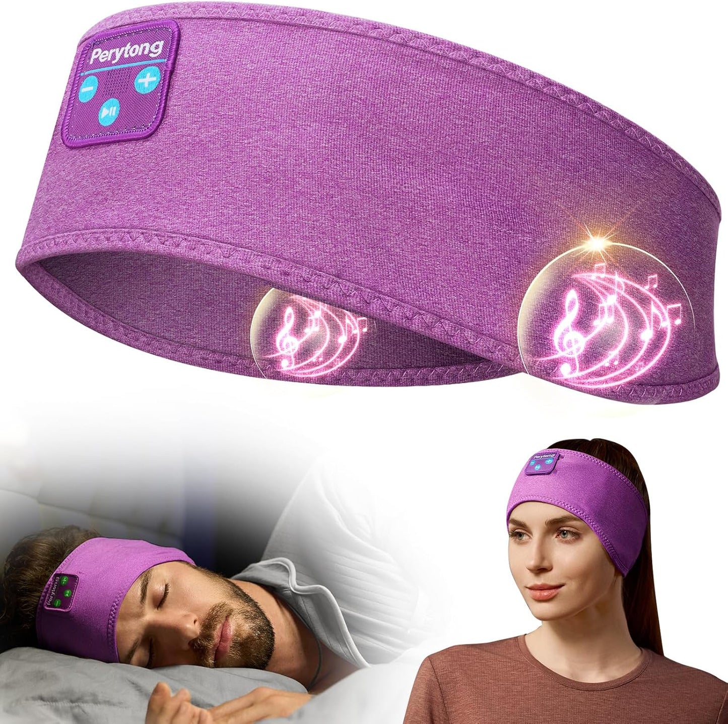Sleep Headphones, Bluetooth Sports Headband Headphones with Ultra-Thin HD Stereo Speakers Perfect for Sleeping,Workout,Jogging,Yoga,Insomnia, Air Travel, Meditation