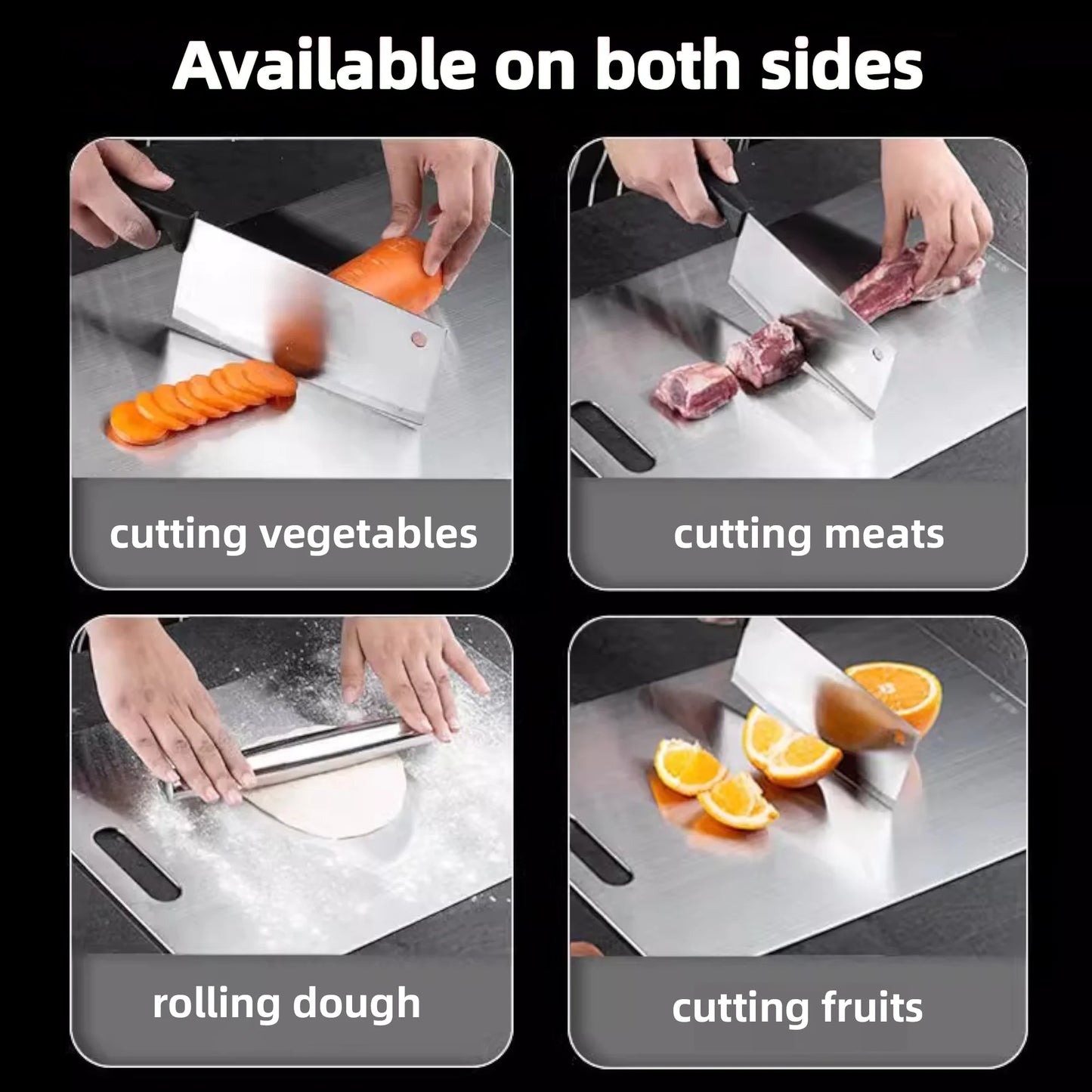 Titanium Cutting Board,Stainless Steel Cutting Boards for Kitchen,Double-Sided Food Grade Cutting Board,Cutting Meat,Cheese,Vegetable,Fruit