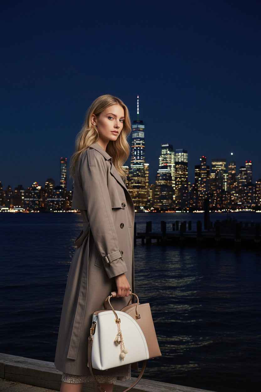 Perssia ColorLuxe™ Satchel — Chic Vegan Leather Colorblock Handbag + Matching Wallet