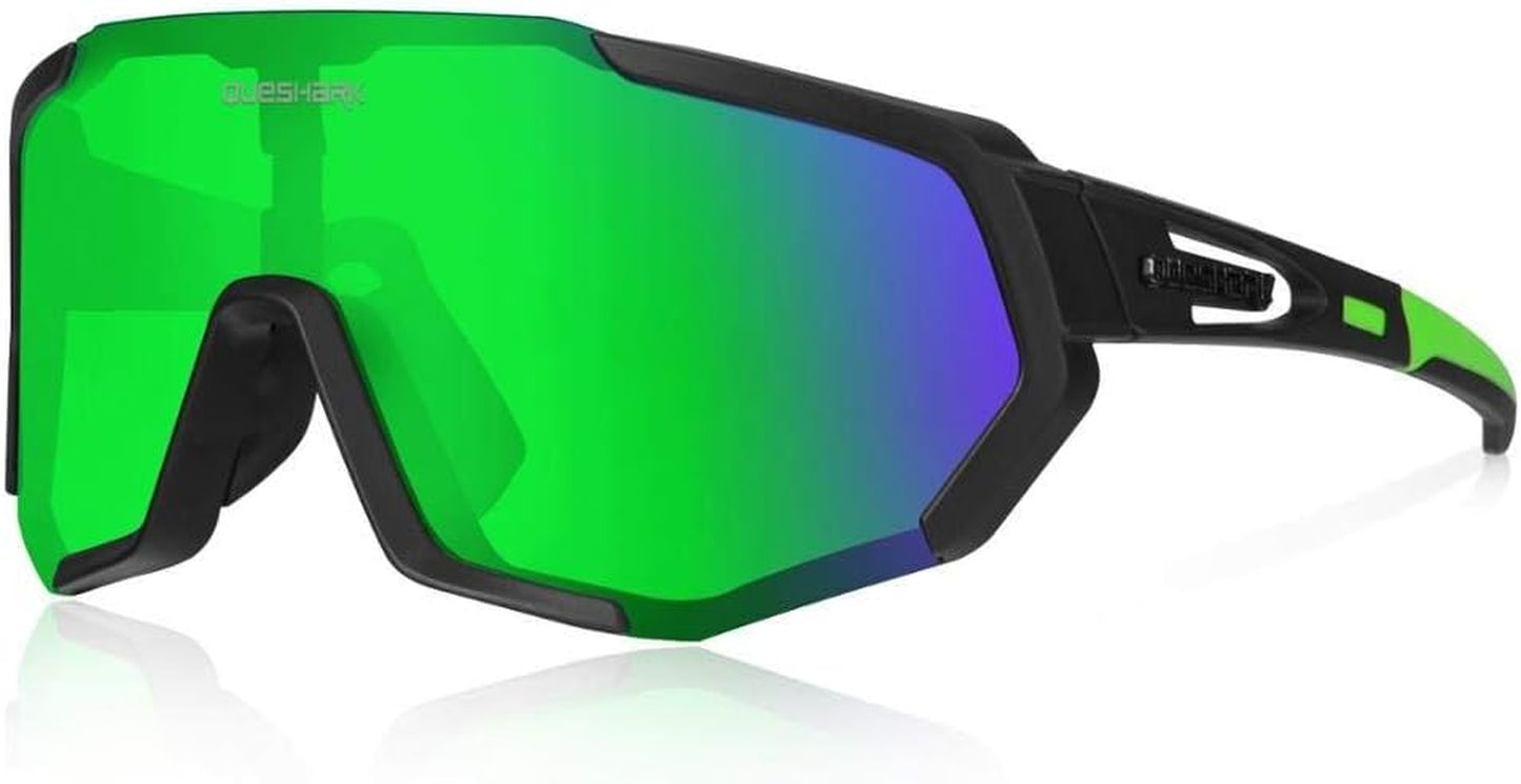 Cycling Glasses, Sports Sunglasses for Men Women, 1 Polarized 2 HD Lens, Polarized Sunglasses for Cycling Running