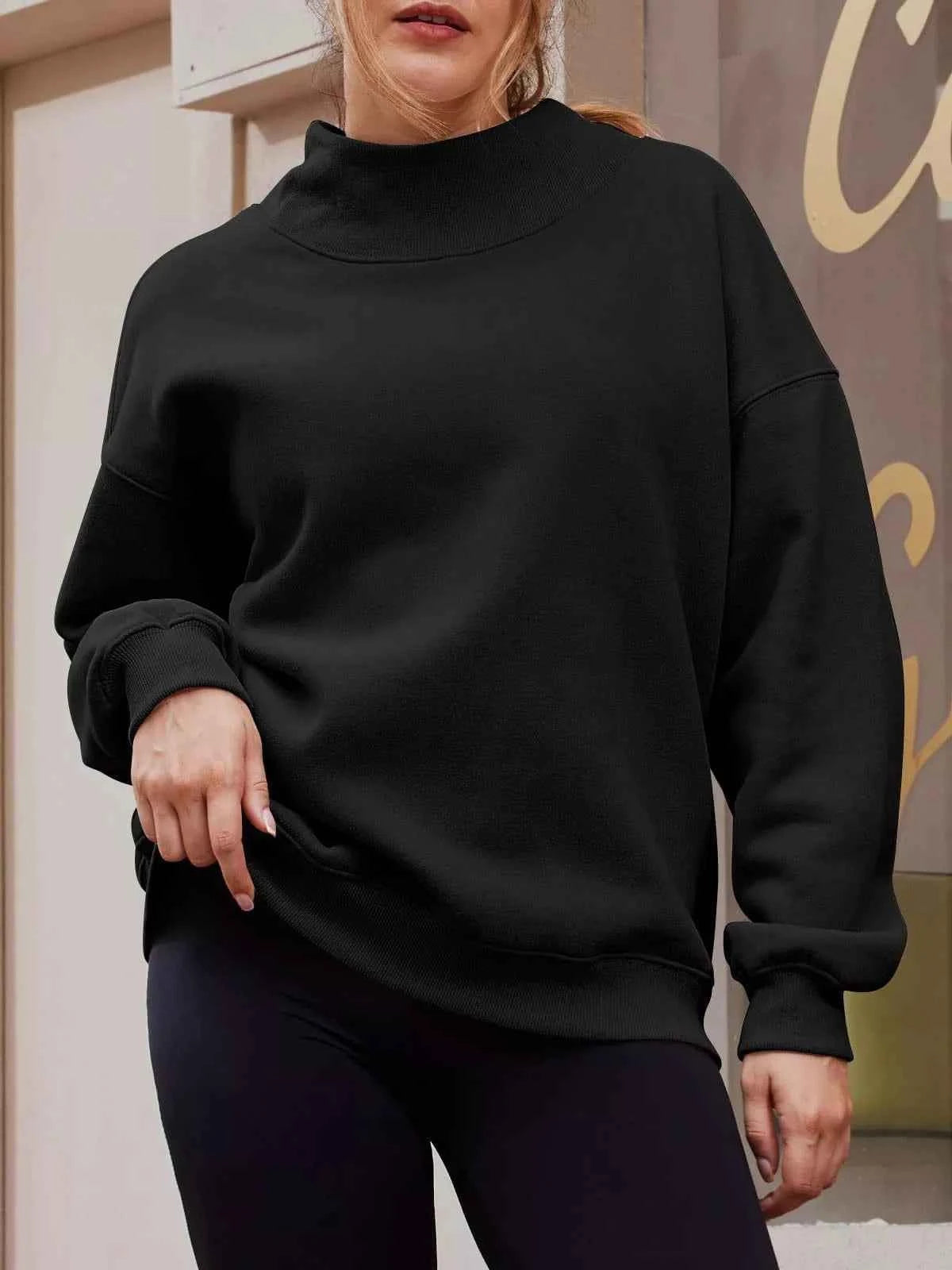 Mock Neck Dropped Shoulder Sweatshirt - Tre (INT8D)
