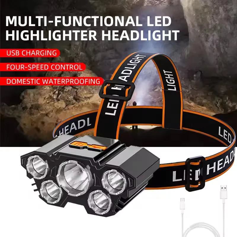 Mini Headlamp Tactical Flashlight Usb Rechargeable High Power Led Flashlight Led Strong Self-Defense Personal Defense Articles