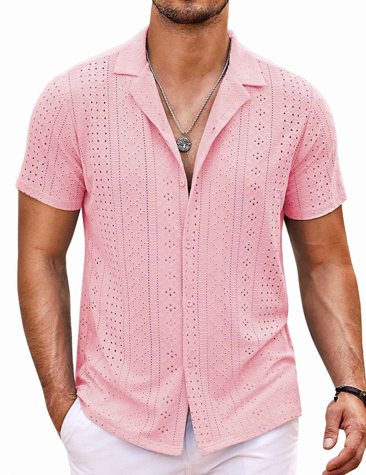 Perssia BreezeHollow Summer Shirt — Lightweight • Hollow‑Knit • Cuban Collar Cool