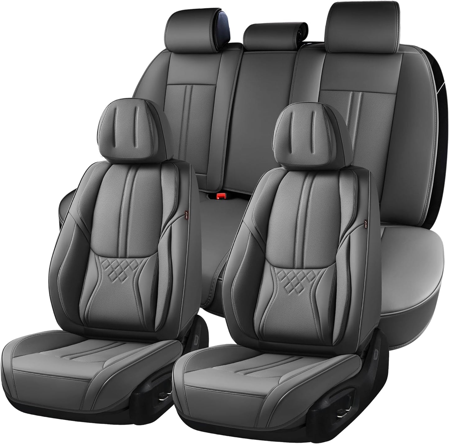 Car Seat Covers Full Set, Front and Rear Seat Covers for Cars, Leatherette Auto Seat Protectors Car Interior Accessories, Car Seat Cushions Fit for Most Sedans SUV Pick-Up Truck, Winered