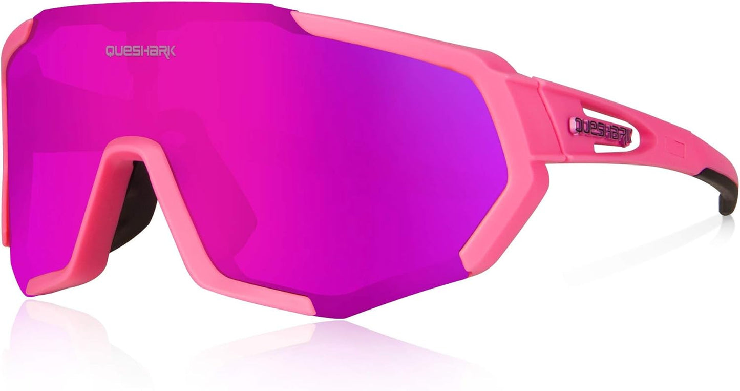 Cycling Glasses, Sports Sunglasses for Men Women, 1 Polarized 2 HD Lens, Polarized Sunglasses for Cycling Running