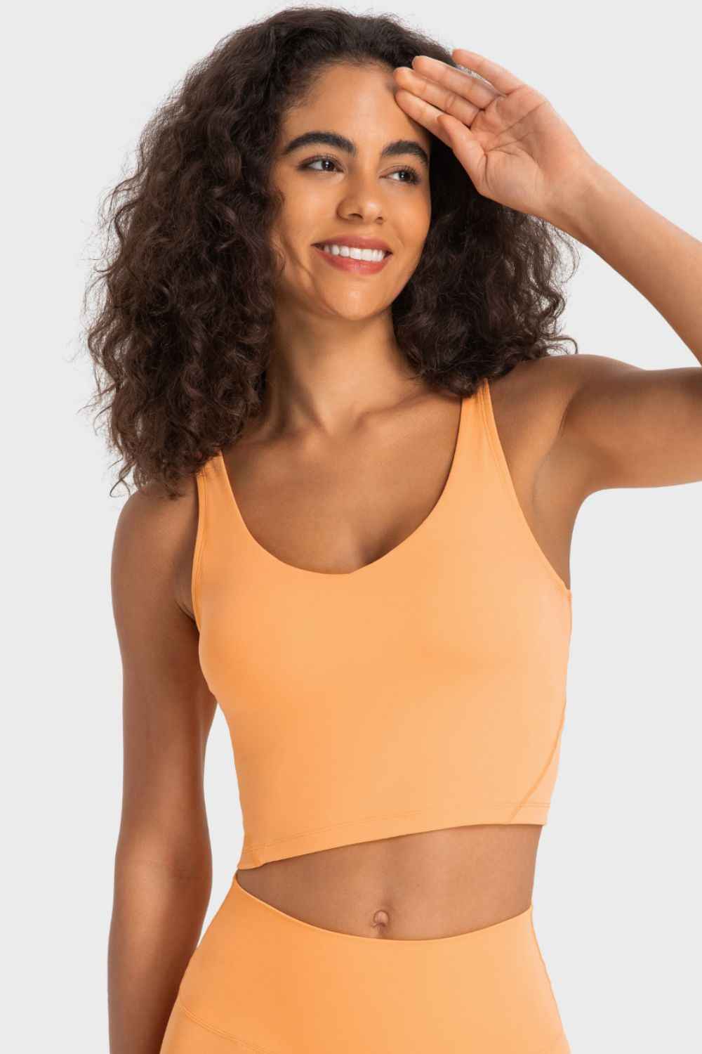 Millennia Deep V‑Neck Crop Sports Bra – Wireless, Highly Stretchy Activewear - TreUS
