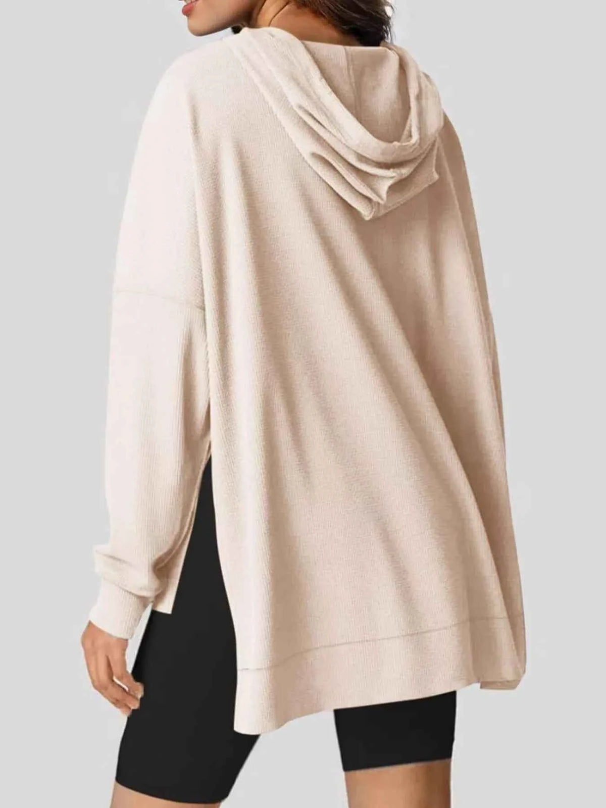 High-Low Hoodie with Kangaroo Pocket-Tre(INT8D)
