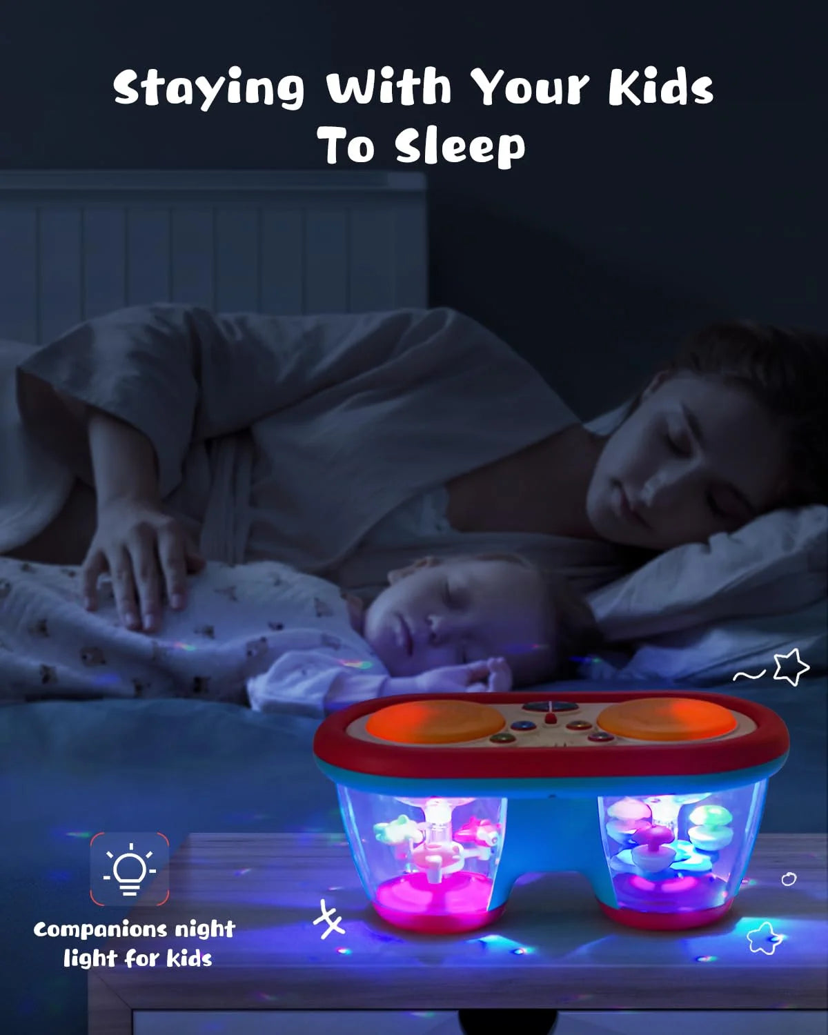 Baby Toys for 12 Months, Toddler Musical Instruments Infant Toys, Rotating Light up Learning Sensory Toys for 12-18 Months, Boys Girls Baby Drum Toy