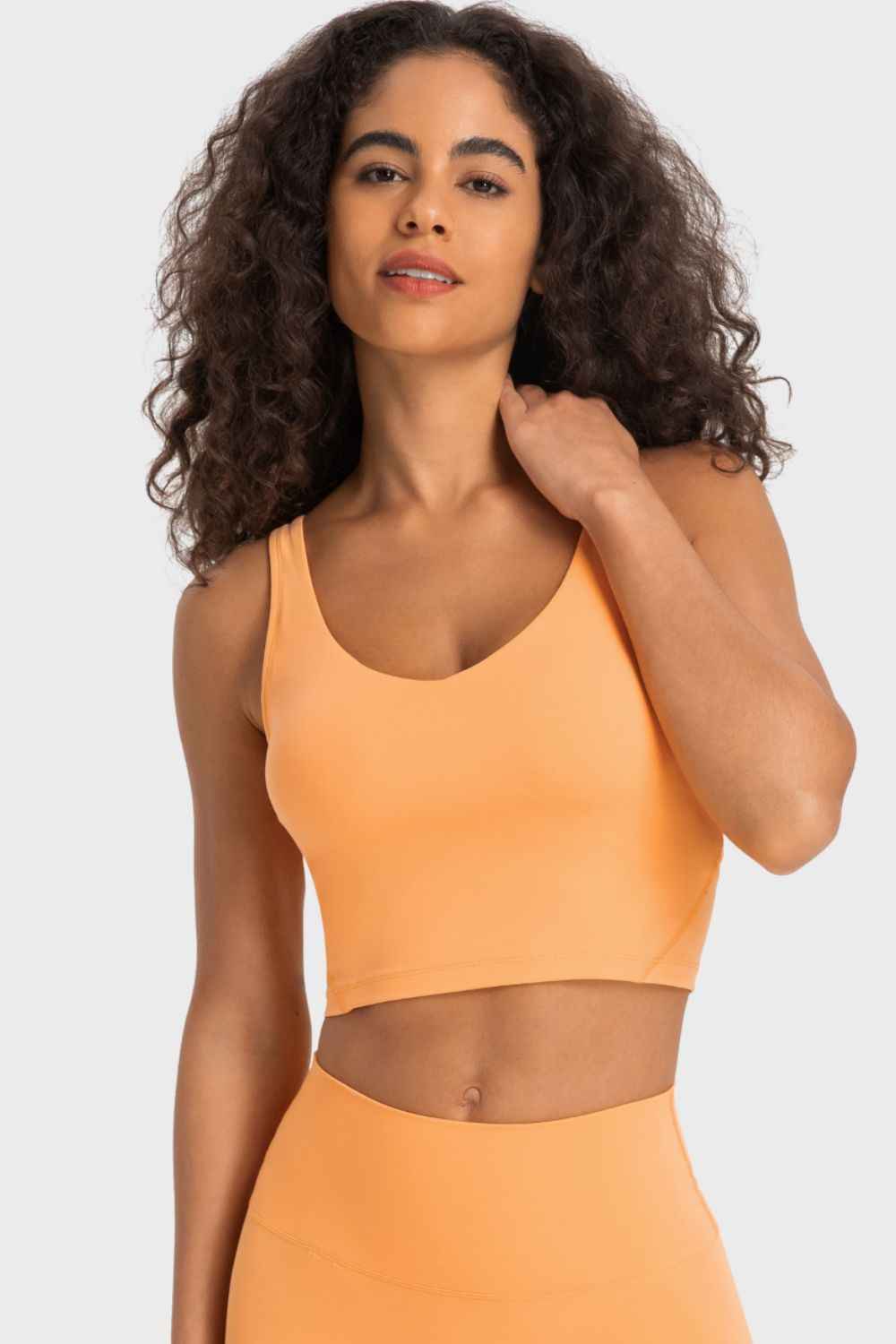 Millennia Deep V‑Neck Crop Sports Bra – Wireless, Highly Stretchy Activewear - TreUS