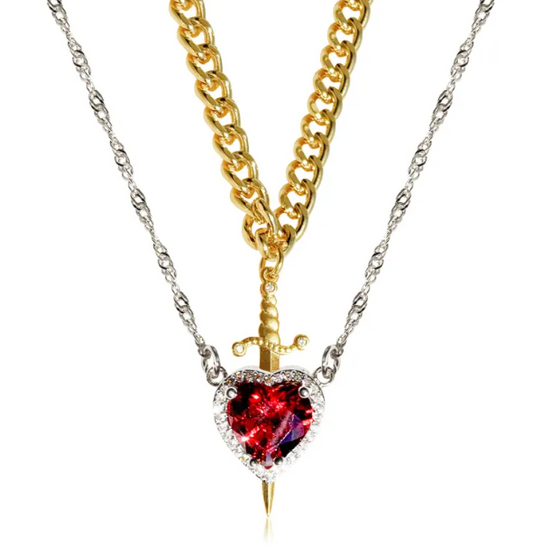 Perssia BloodBond⢠Gothic Heart & Dagger Couple Necklace - PERSSIA