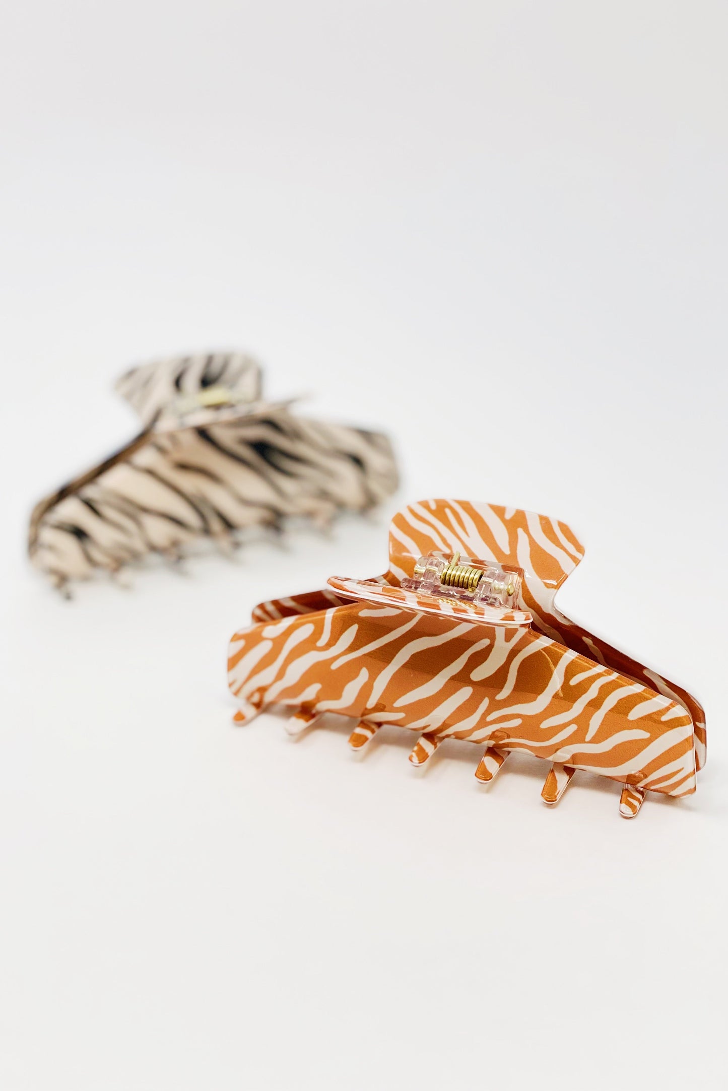Muted Zebra Print Hair Claw