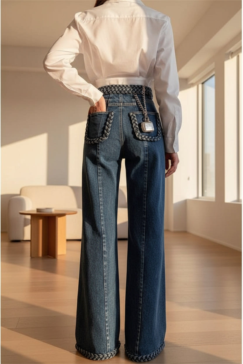 Perssia ArtisanFlow Braided Jeans — Handmade Women’s Braided Denim-INT8