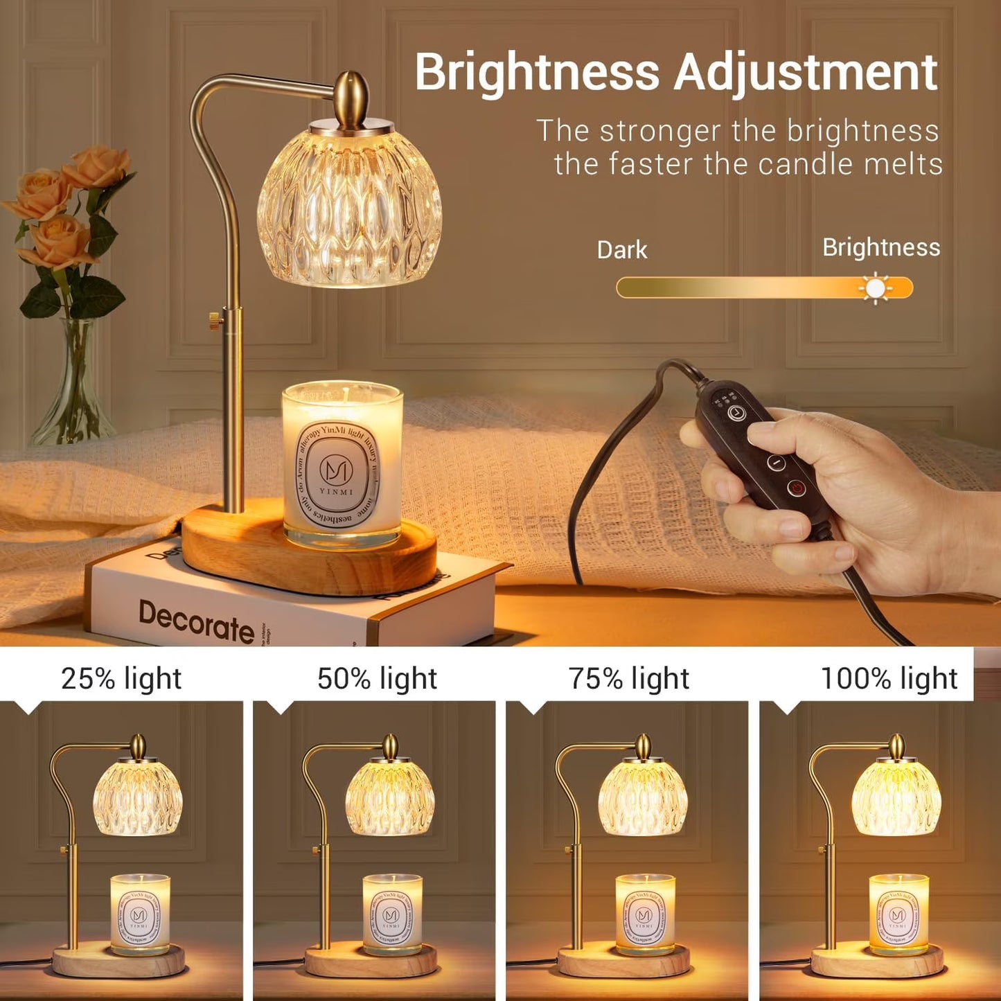 Perssia GlowZen Candle Warmer Lamp — Timer • Dimmer • Adjustable Height