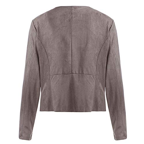 Perssia SuedeFlow Cropped Waterfall Jacket — 2024 Faux Suede Fall Coat (Grey)