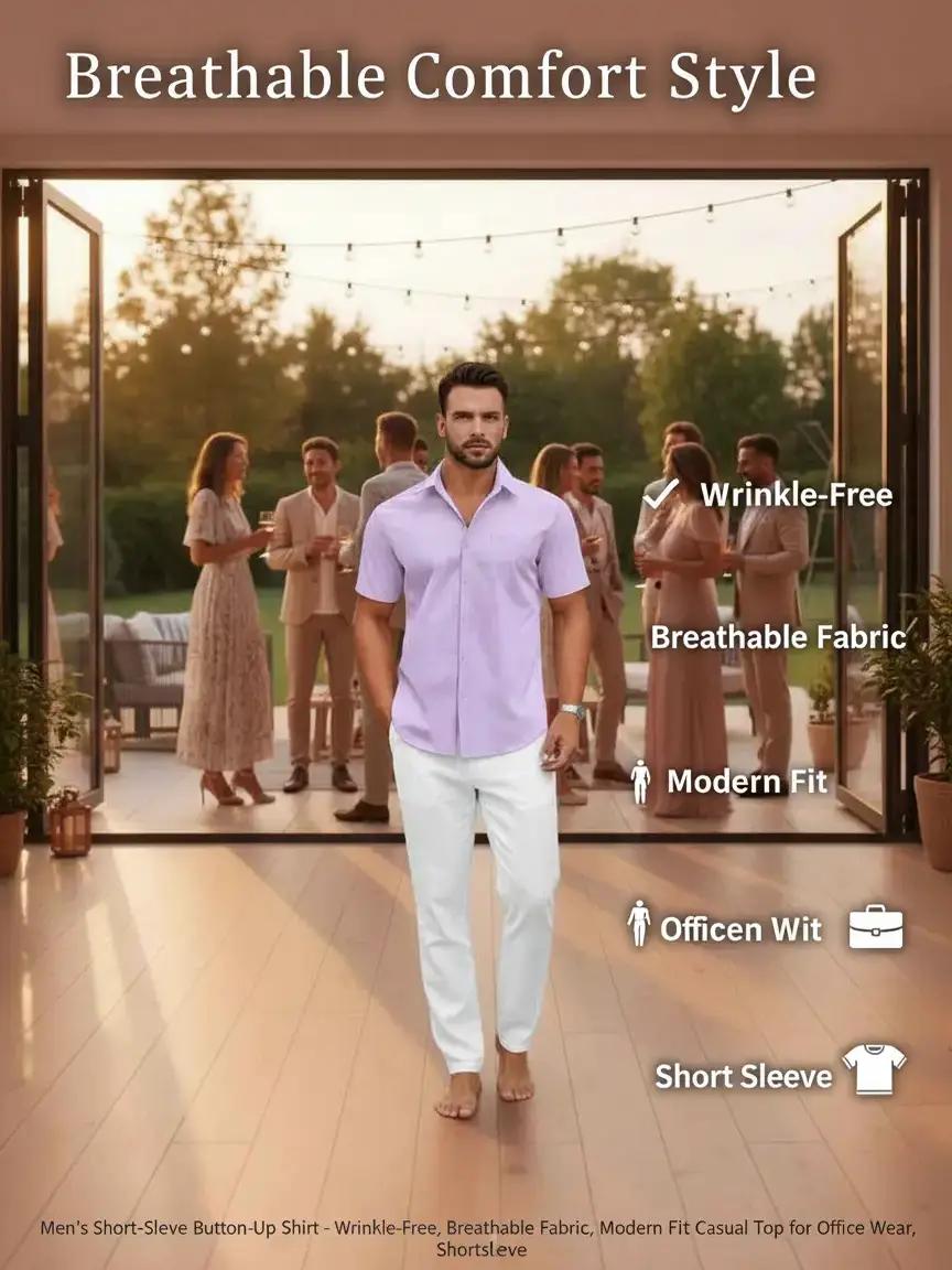 Perssia UrbanEase Lavender Shirt — Wrinkle‑Free • Modern Fit • Everyday Comfort -US2D