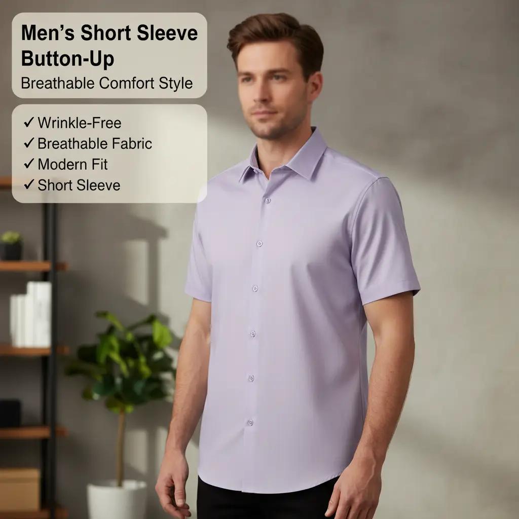 Perssia UrbanEase Lavender Shirt — Wrinkle‑Free • Modern Fit • Everyday Comfort -US2D