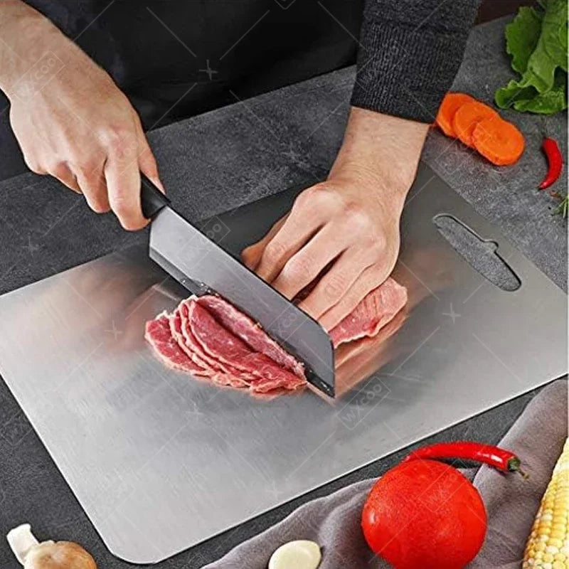 New Titanium Cutting Board Stainless Steel Cutting Boards for Kitchen Double-Sided Food Grade Thickened Boards Easy to Clean
