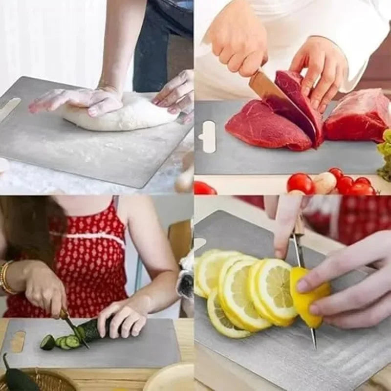 New Titanium Cutting Board Stainless Steel Cutting Boards for Kitchen Double-Sided Food Grade Thickened Boards Easy to Clean