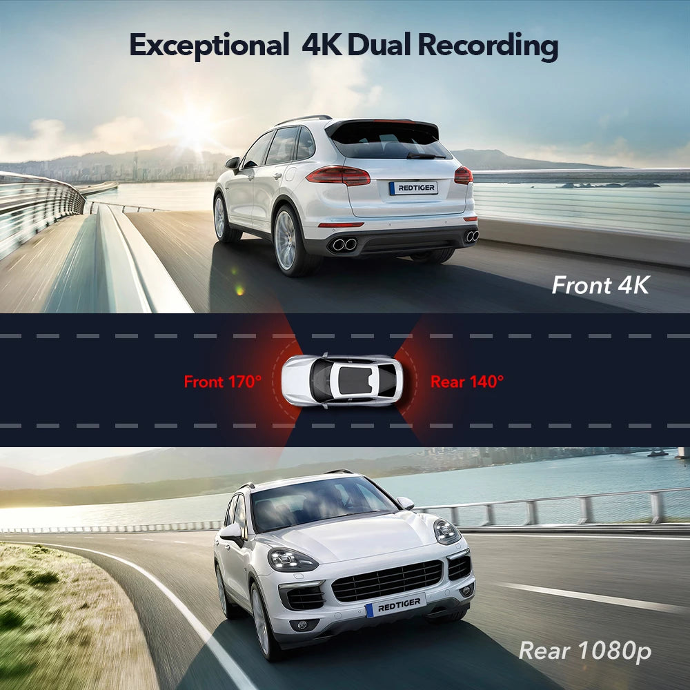 F9 Dash Cam 4K Front and Rear Wifi GPS Car Camera for Parking Mode Car Dvr for Night Vision Car Recorder by App Control