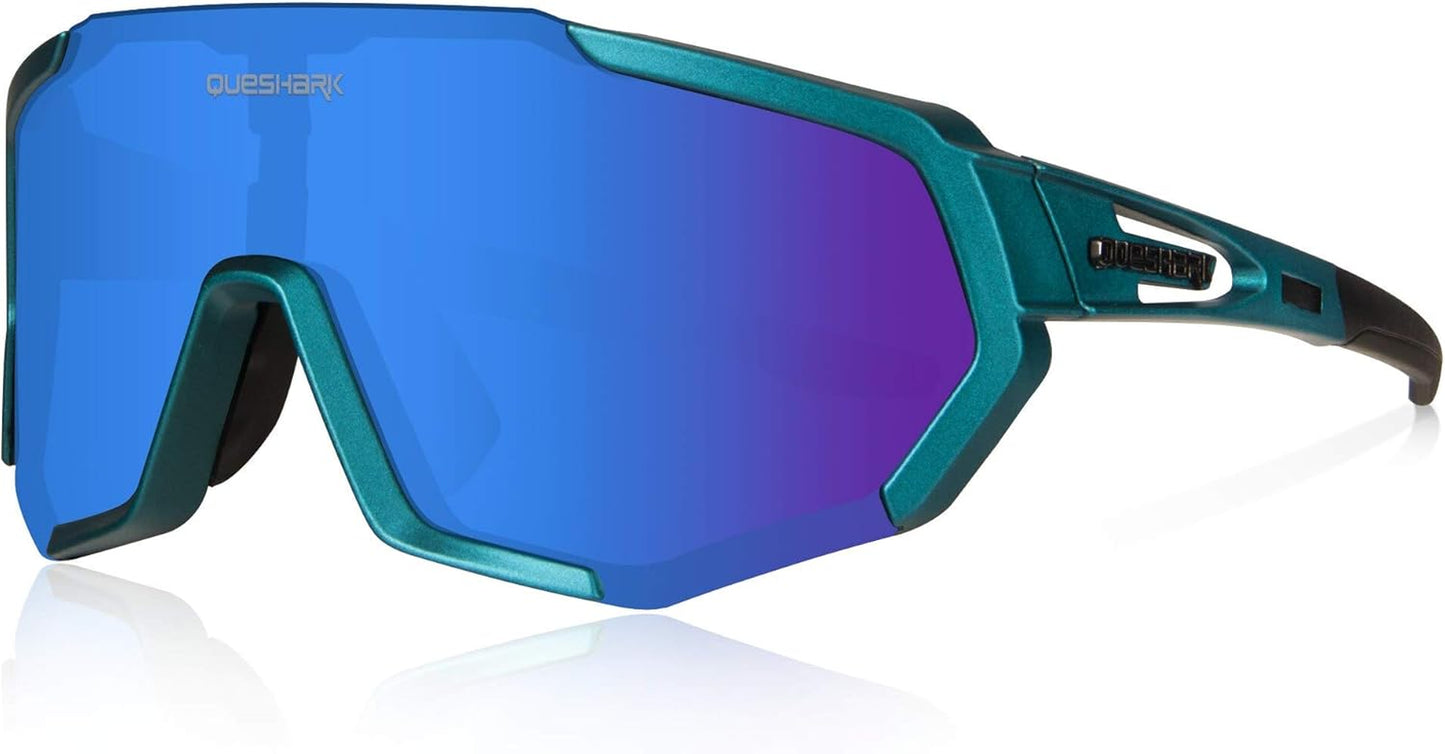 Cycling Glasses, Sports Sunglasses for Men Women, 1 Polarized 2 HD Lens, Polarized Sunglasses for Cycling Running