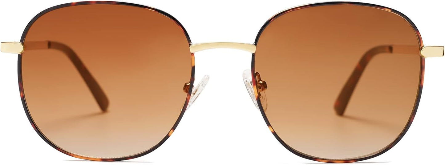 Classic Trendy Square Sunglasses for Women Men Cute Big Frame Gold Shades SJ1137