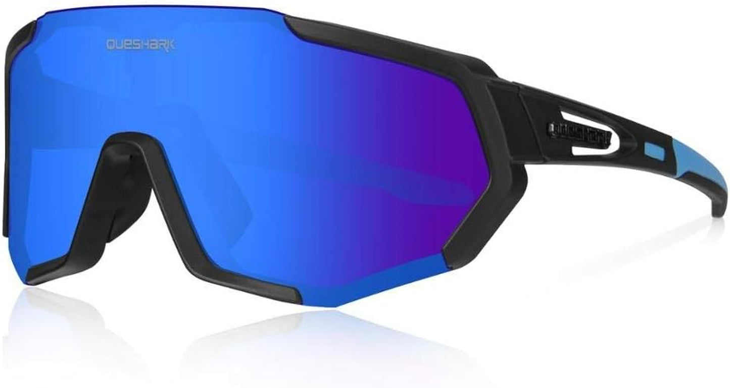 Cycling Glasses, Sports Sunglasses for Men Women, 1 Polarized 2 HD Lens, Polarized Sunglasses for Cycling Running