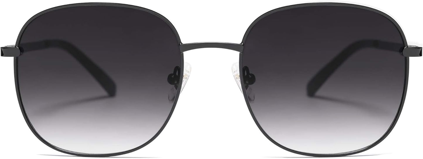 Classic Trendy Square Sunglasses for Women Men Cute Big Frame Gold Shades SJ1137