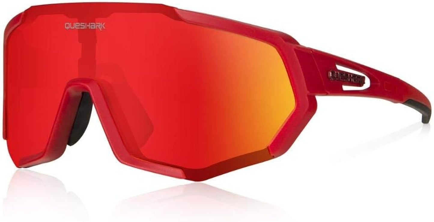 Cycling Glasses, Sports Sunglasses for Men Women, 1 Polarized 2 HD Lens, Polarized Sunglasses for Cycling Running