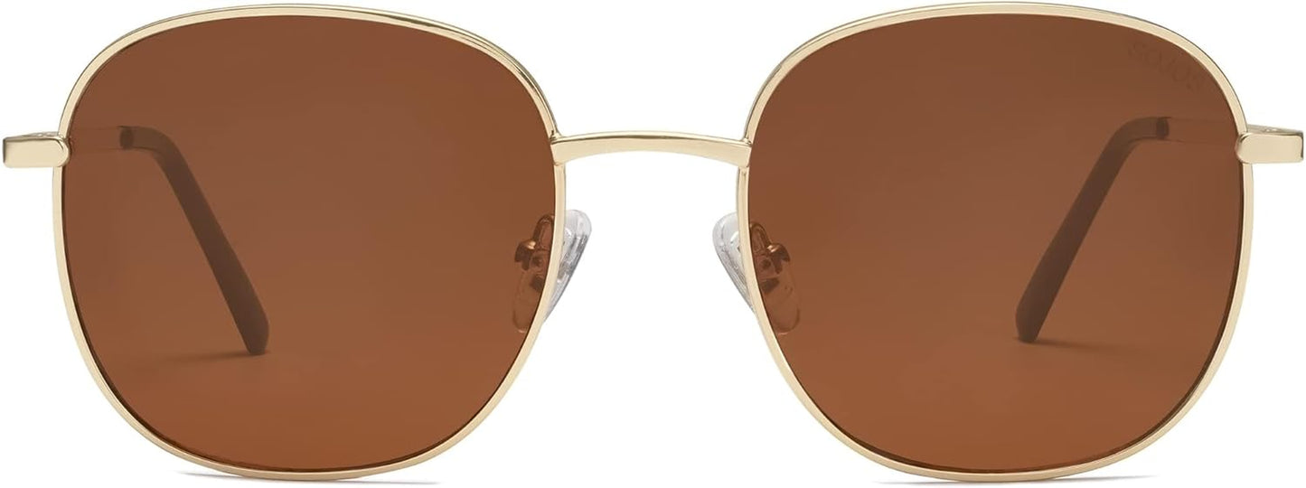 Classic Trendy Square Sunglasses for Women Men Cute Big Frame Gold Shades SJ1137