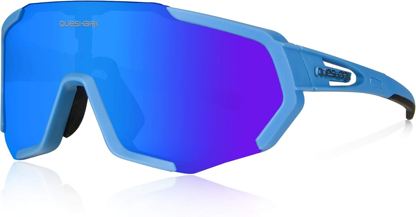 Cycling Glasses, Sports Sunglasses for Men Women, 1 Polarized 2 HD Lens, Polarized Sunglasses for Cycling Running
