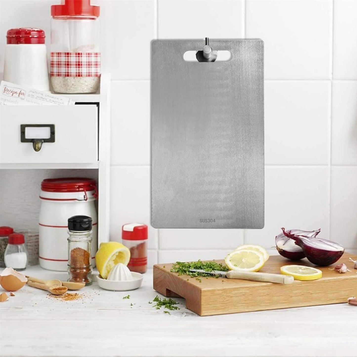 Titanium Cutting Board,Stainless Steel Cutting Boards for Kitchen,Double-Sided Food Grade Cutting Board,Cutting Meat,Cheese,Vegetable,Fruit