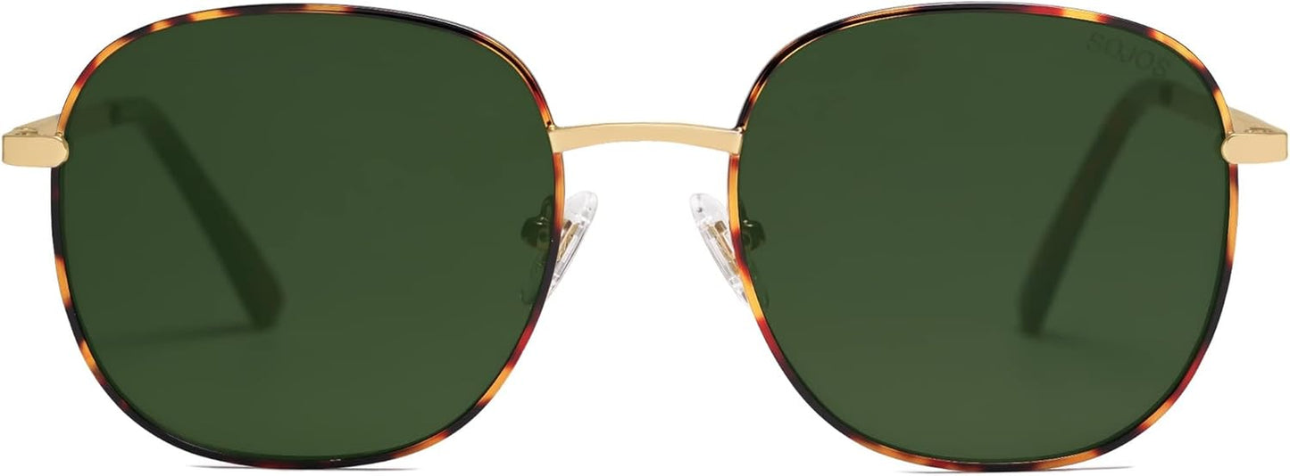 Classic Trendy Square Sunglasses for Women Men Cute Big Frame Gold Shades SJ1137