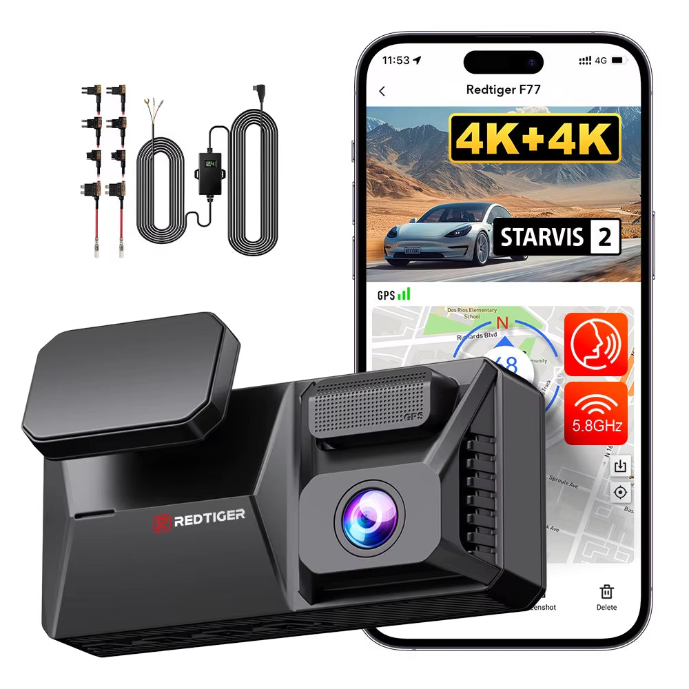 Distributor F77 Night Vision Dual 4K Starvis 2 IMX678 Sensor Car Black Box Dash Camera Front and Rear with WIFI GPS