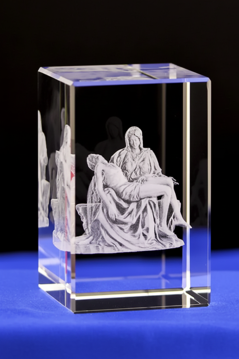 Perssia CrystalFaith™ — 3D Engraved Jesus & Cross Crystal Ornaments (White Crystal | 50×50×80 mm) - PERSSIA