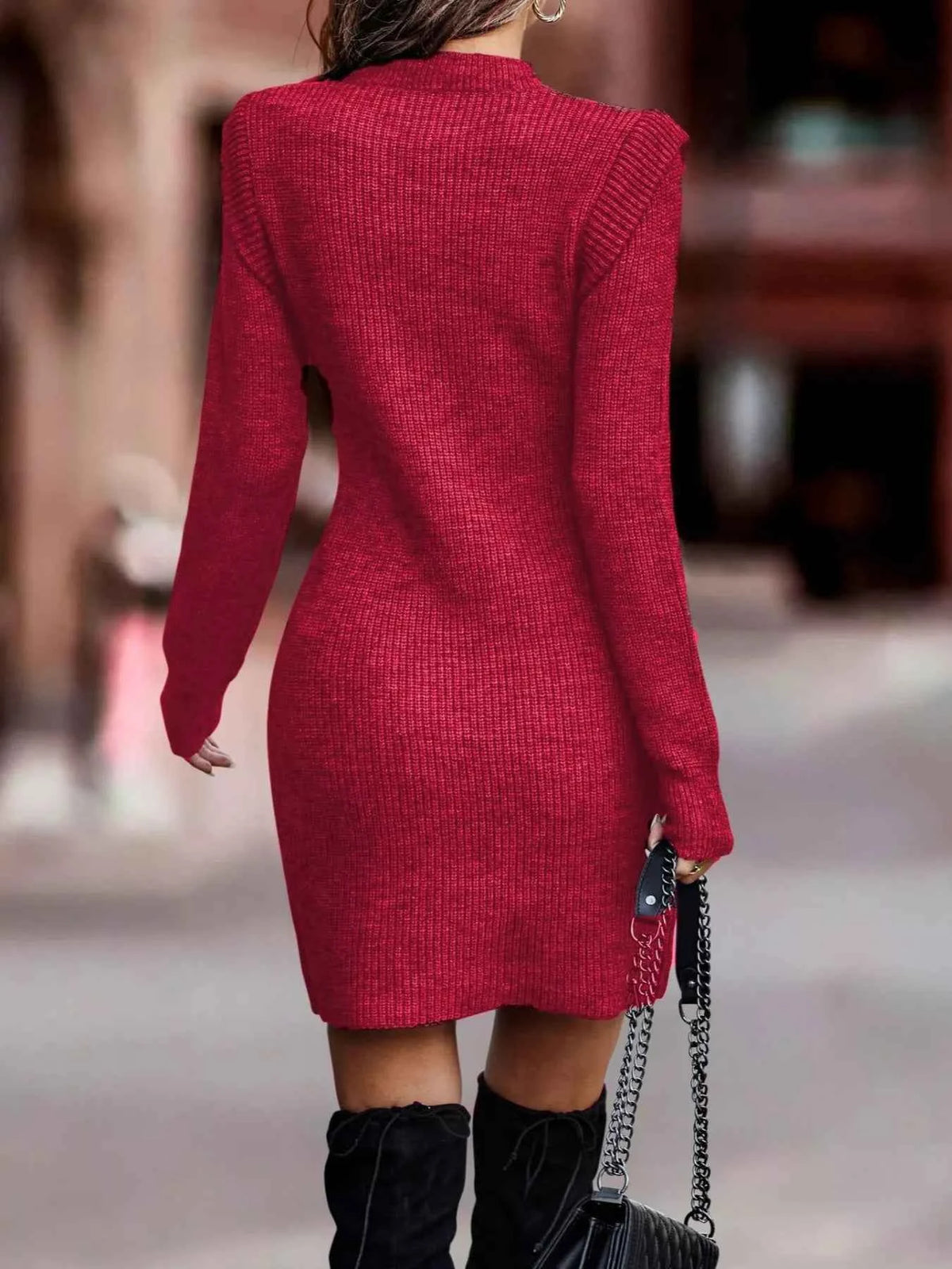 Ribbed Knit Bodycon Sweater Dress - TreUS