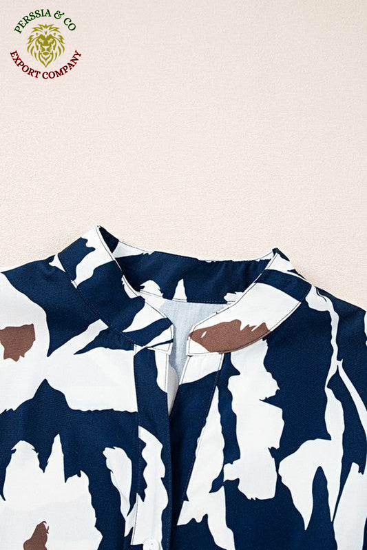 60S Flower Frill Neck Loose Blouse