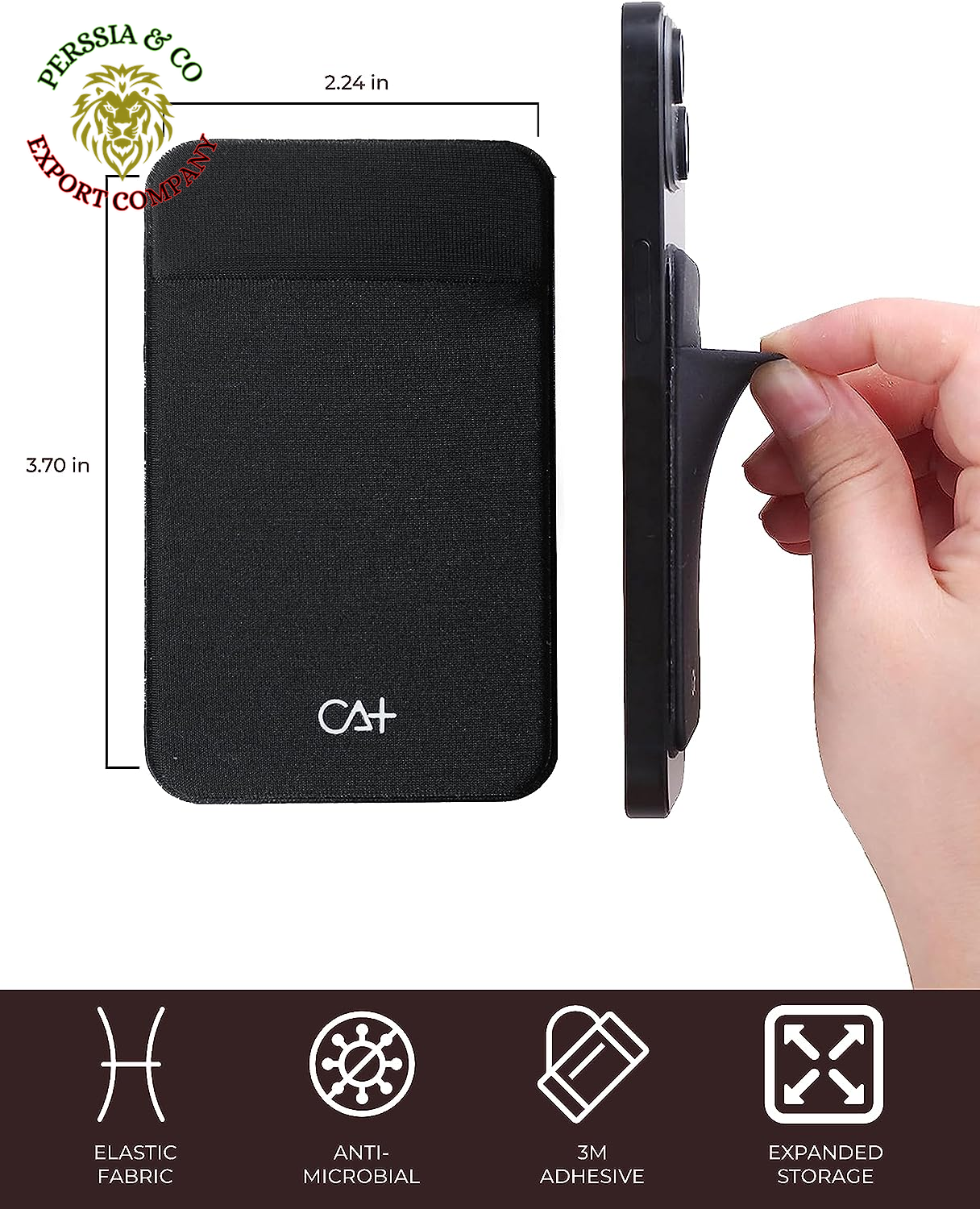 Phone Wallet Card Holder for Phone Case Sleeves Stick on Wallet for Cell Phone Card Holder Durable Adhesive Sticker ID Credit Card Holder for Back of Phone (Black + Mint)