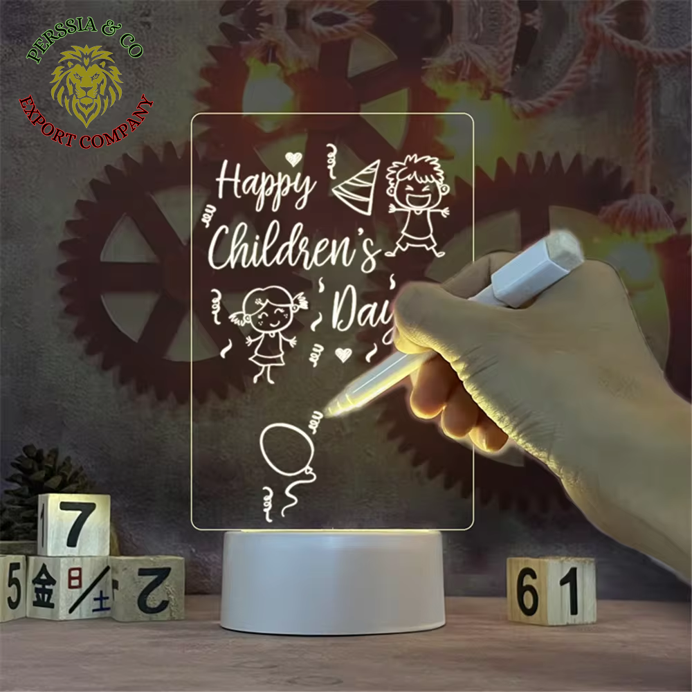 Transparent Luminous LED Night Lights USB Luminous Acrylic Night Light Erasable Write Message Board Calendar Desktop Ornaments