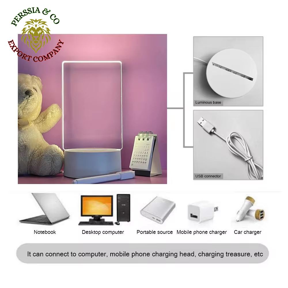 Transparent Luminous LED Night Lights USB Luminous Acrylic Night Light Erasable Write Message Board Calendar Desktop Ornaments