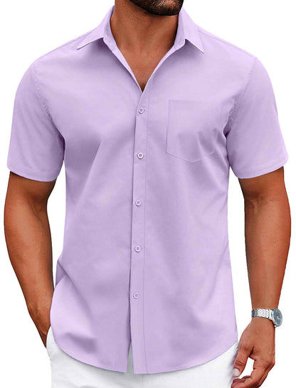 Perssia UrbanEase™ Wrinkle-Free Button-Up Shirt Lavender