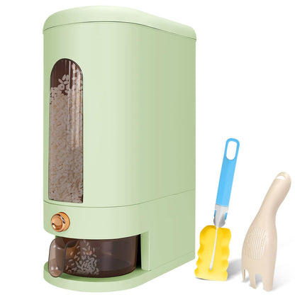 Perssia GrainMaster™ 25‑Lb Rice & Cereal Dispenser (Green) with Measuring Cup & Time Scale Measuring Cylinder Built-in Fresh Box Moisture Proof Dry Food Rice Container for Home Kitchen Pantry - PERSSIA
