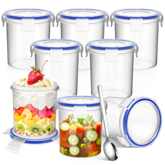 Perssia OatMaster™ 8‑Pack Leak‑Proof Overnight Oats Containers with Lids 16oz Jars Reusable Cereal Yogurt Cup Portable Meal Prep Containers Sets for Oatmeal Milk Cereal Yogurt and More - PERSSIA