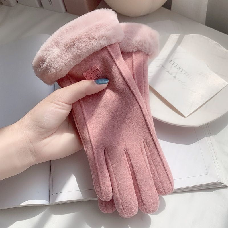 Women's Fuzzy Winter Gloves with Letter Patches - PERSSIA