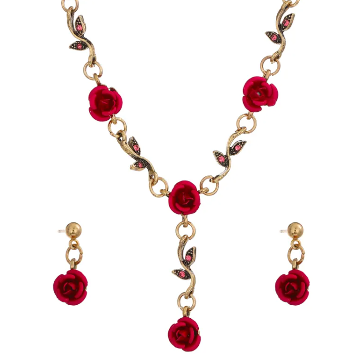 Perssia Timeless Rose™ Jewelry Set — Vintage 3‑Piece Necklace, Bracelet & Earrings - PERSSIA