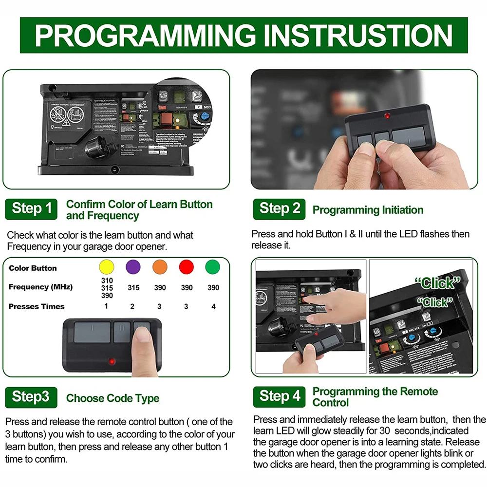 2 For Chamberlain LiftMaster Garage Door Opener Remote 893LM 953EV-P2 Learn - PERSSIA
