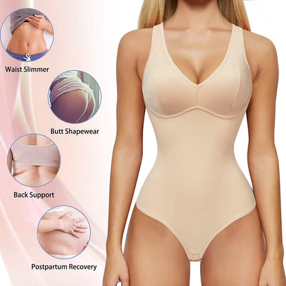 “LUMISNATCH™ LACE SCULPT BODYSUIT” MERYOSZ Shapewear Bodysuit Tummy Control Body Shaper for Women V Neck Bodysuits Thong Lace Camisoles Jumpsuit Tops (Beige X-Large)